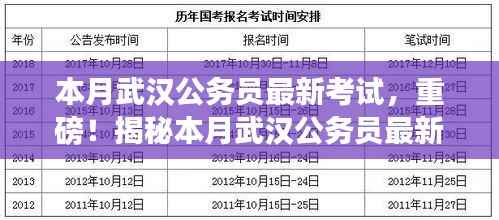 揭秘武汉公务员本月最新考试全攻略及备考策略